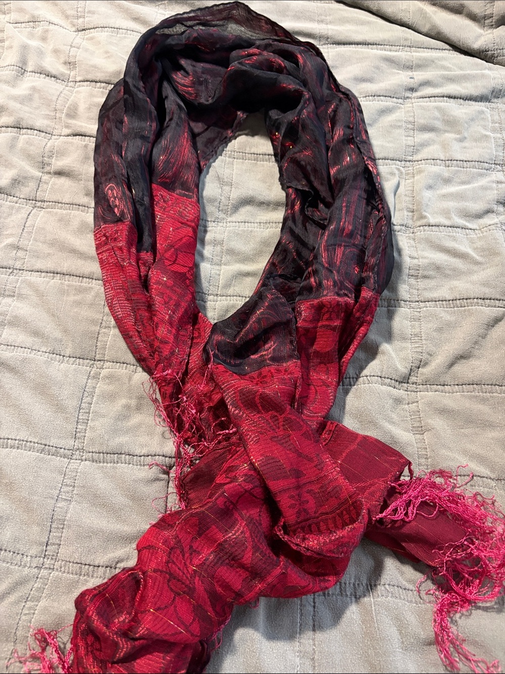 Elegant Two-Tone Red and Black Women's Scarf